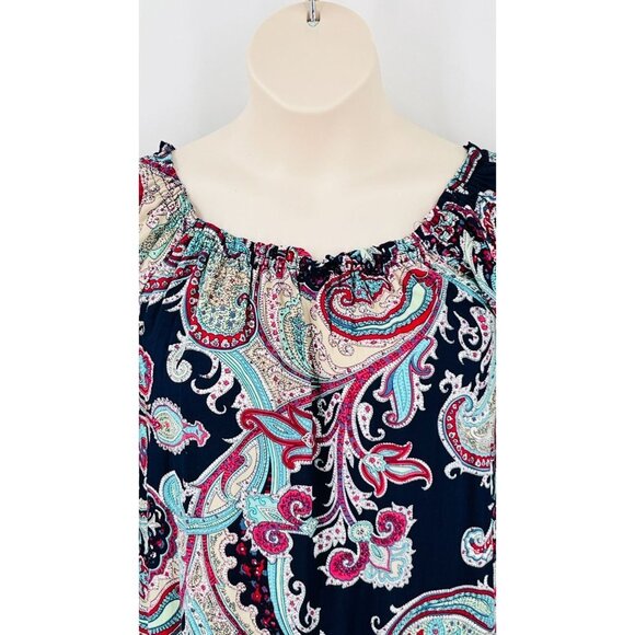 Umgee Dress Paisley Off Shoulder Tunic Bell Sleeve Medium New with Tags - Picture 4 of 12
